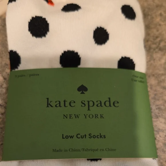 Kate Spade Low Cut Socks 3 pairs 1 Polka Dot with a lady bug, 1 Red and 1 Black - Picture 3 of 3